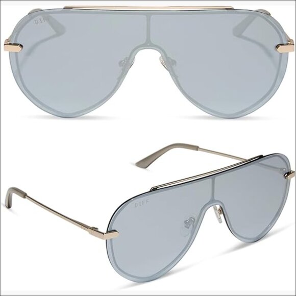 Oversized Shield Sunglasses with Metal Frame and UV400 Protection main image 7